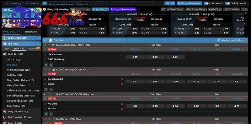 SABA SPORTS S666 - CUNG CẤP LOẠT KÈO THƠM CHẤT LƯỢNG